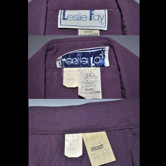 Vintage Leslie Fay Skirt Set Size 8 Purple & White Midi Skirt & Blouse NWT - Picture 3 of 13